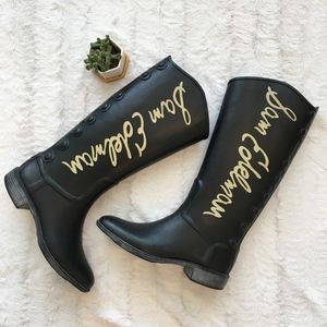 Sam Edelman Tall Riding Rain Boots Black Rubber